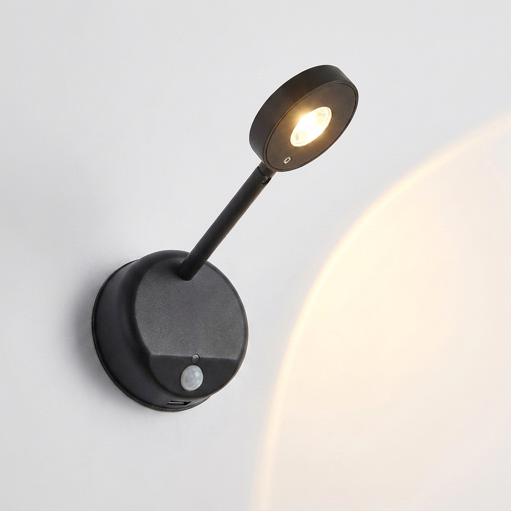 HPH Rotatable LED Wall Spotlight – Motion Sensor, USB Rechargeable, Dimmable Picture Light