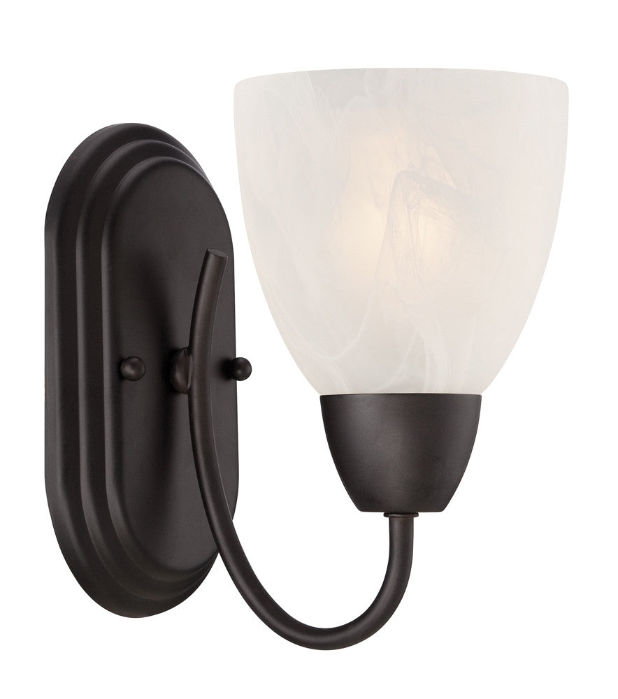 Tuscan Bronze Single-Light Wall Sconce with Alabaster Glass Shade