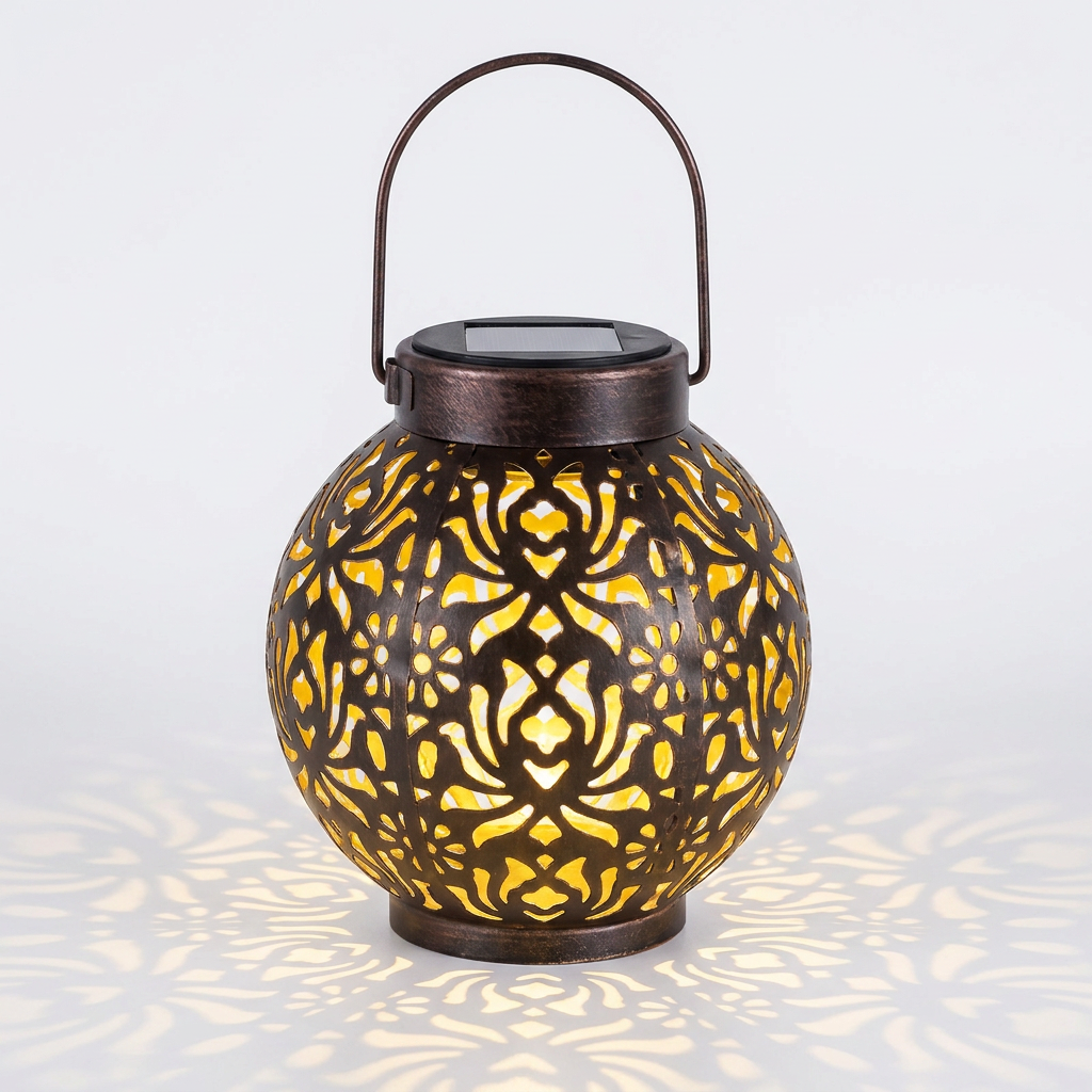 Solar Powered Metal Peony Lantern