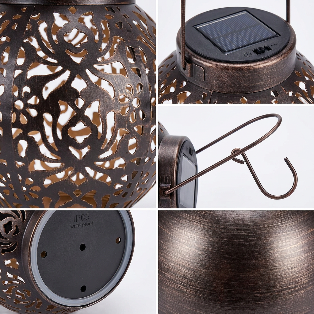 Solar Powered Metal Peony Lantern