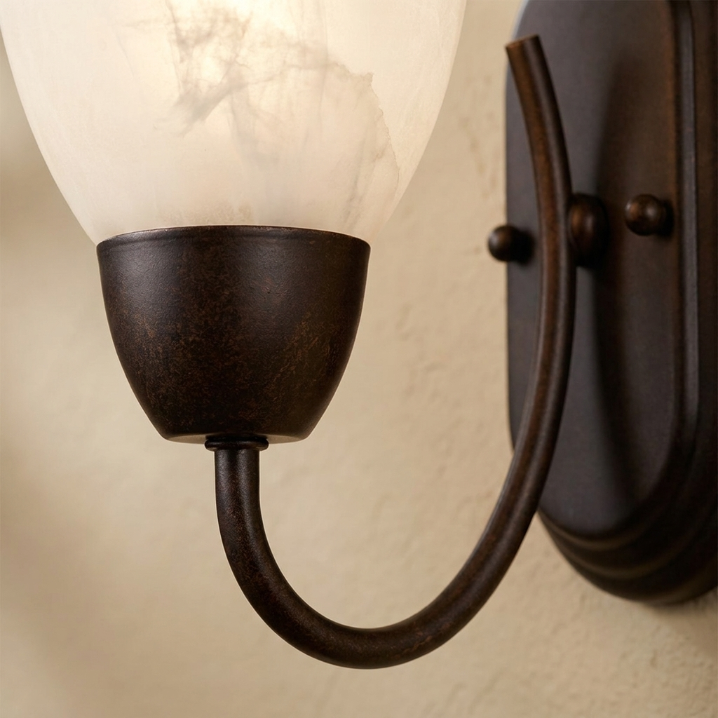 Tuscan Bronze Single-Light Wall Sconce with Alabaster Glass Shade