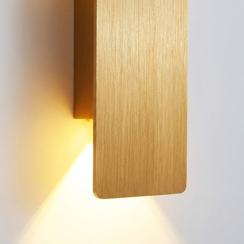 Modern 6W LED Up & Down Wall Sconce | Brushed Gold Rectangular Indoor Wall Lamp