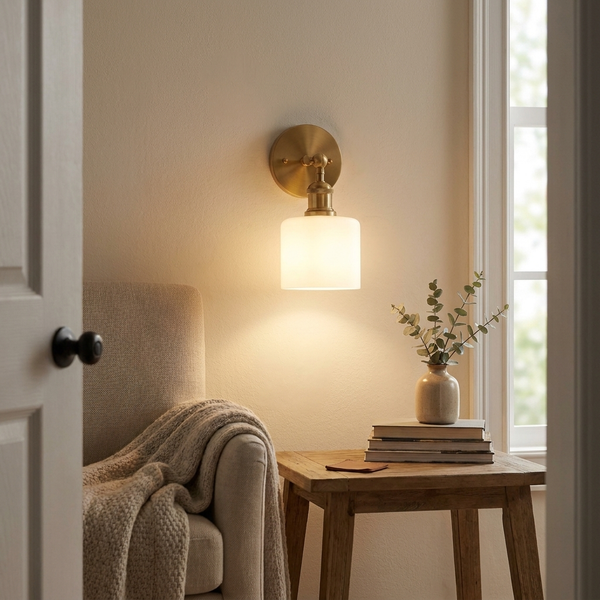 Cordless Wall Sconce 2-Pack – Rechargeable Retro Gold Glass Lamp RGB