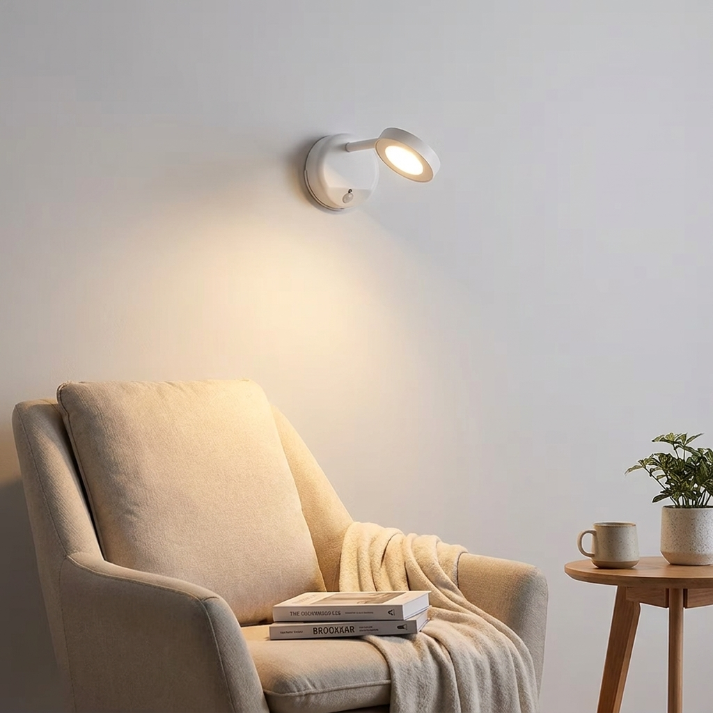 HPH Rotatable LED Wall Spotlight – Motion Sensor, USB Rechargeable, Dimmable Picture Light