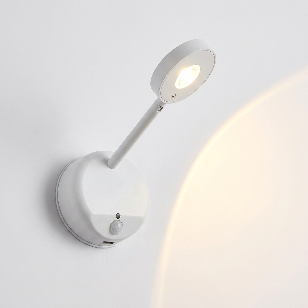 HPH Rotatable LED Wall Spotlight – Motion Sensor, USB Rechargeable, Dimmable Picture Light