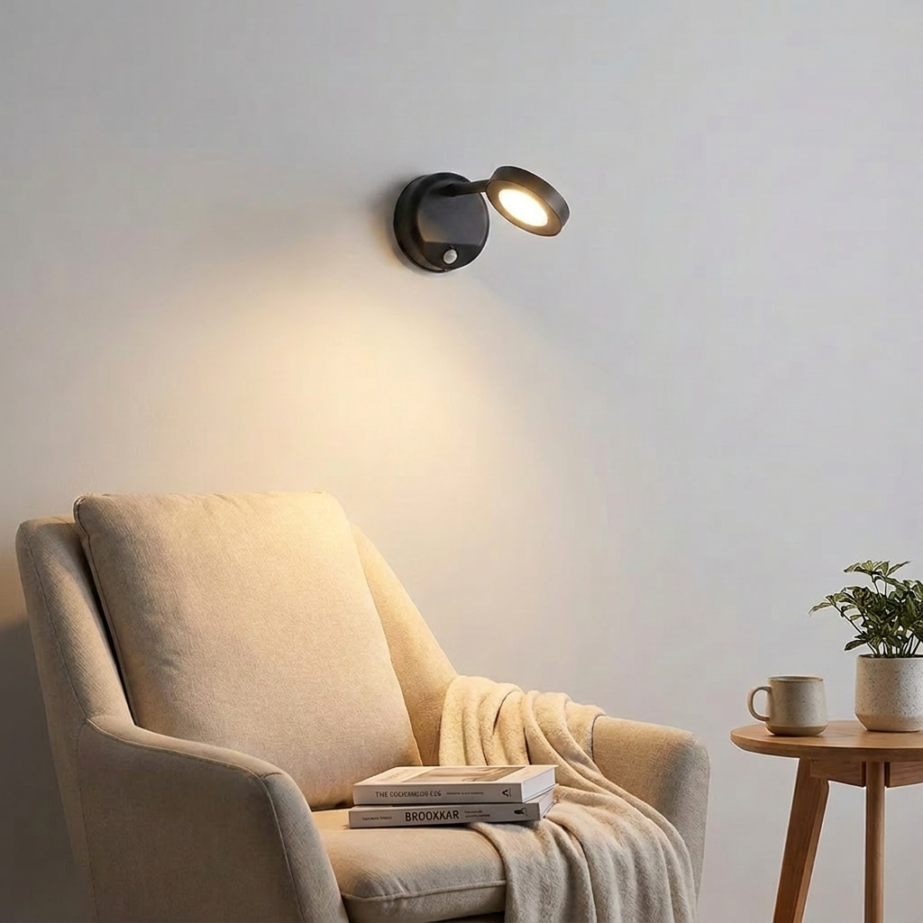 HPH Rotatable LED Wall Spotlight – Motion Sensor, USB Rechargeable, Dimmable Picture Light