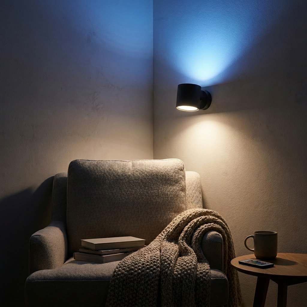 Wireless RGB Wall Lamp – Touch/Remote Control, Rotatable, Rechargeable Bedside Night Light