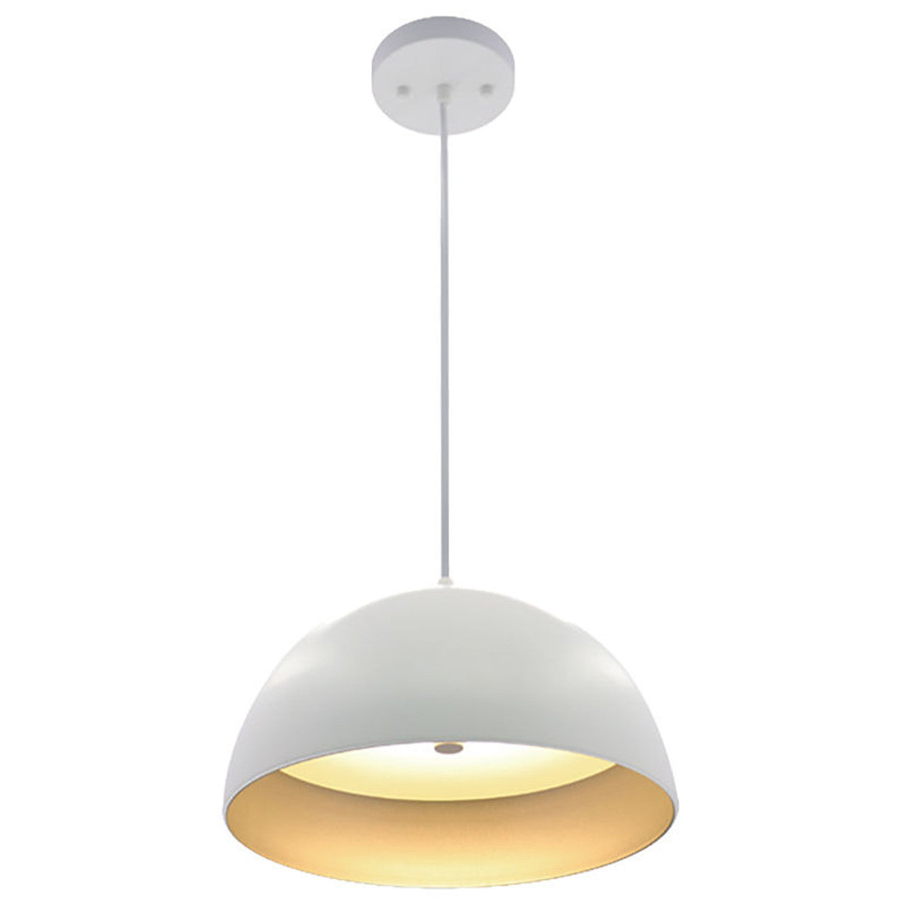 Modern White Dome Pendant Light with Gold Interior