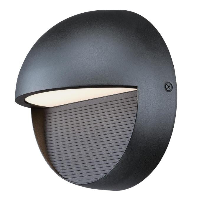 Matte Black Round LED Outdoor Wall Sconce with Louvered Eyelid Shade