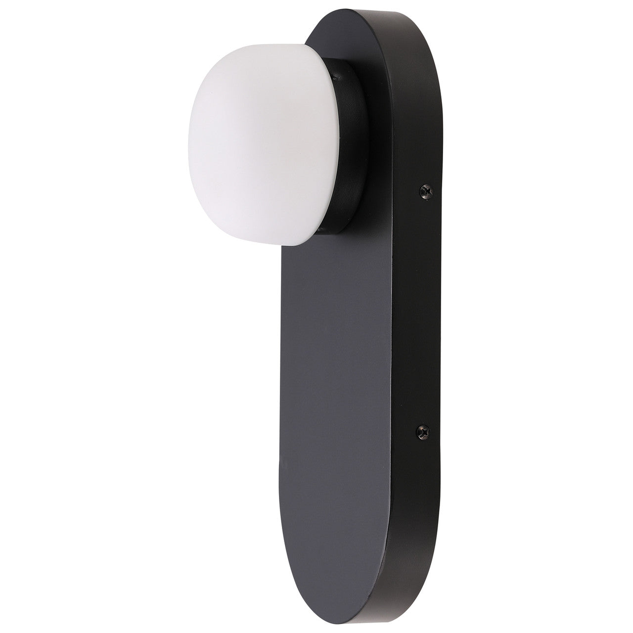 Matte Black LED Indoor Wall Sconce with Opal Globe Lens — Warm White